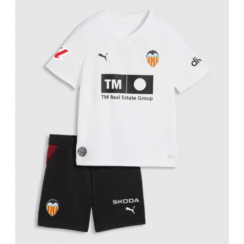 Stroje piłkarskie Valencia Koszulka Podstawowej dla dzieci 2026-27 Krótki Rękaw (+ szorty)